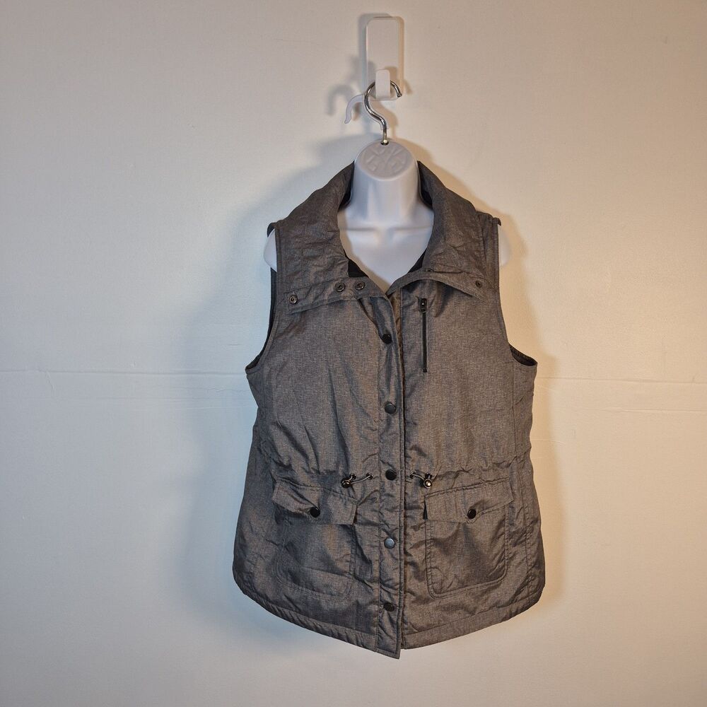 Teezher Women's Vest Size L Gray Lined (Removable faux fur collar not included)